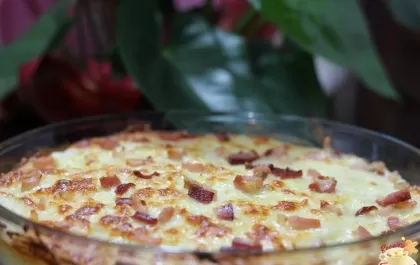 Purê de queijo com bacon